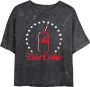 Coca Cola Junior's Diet Can Stars Stamp Short Sleeve Cropped T-Shirt