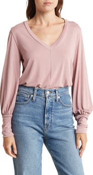 Renee C V-Neck Long Sleeve Solid Top