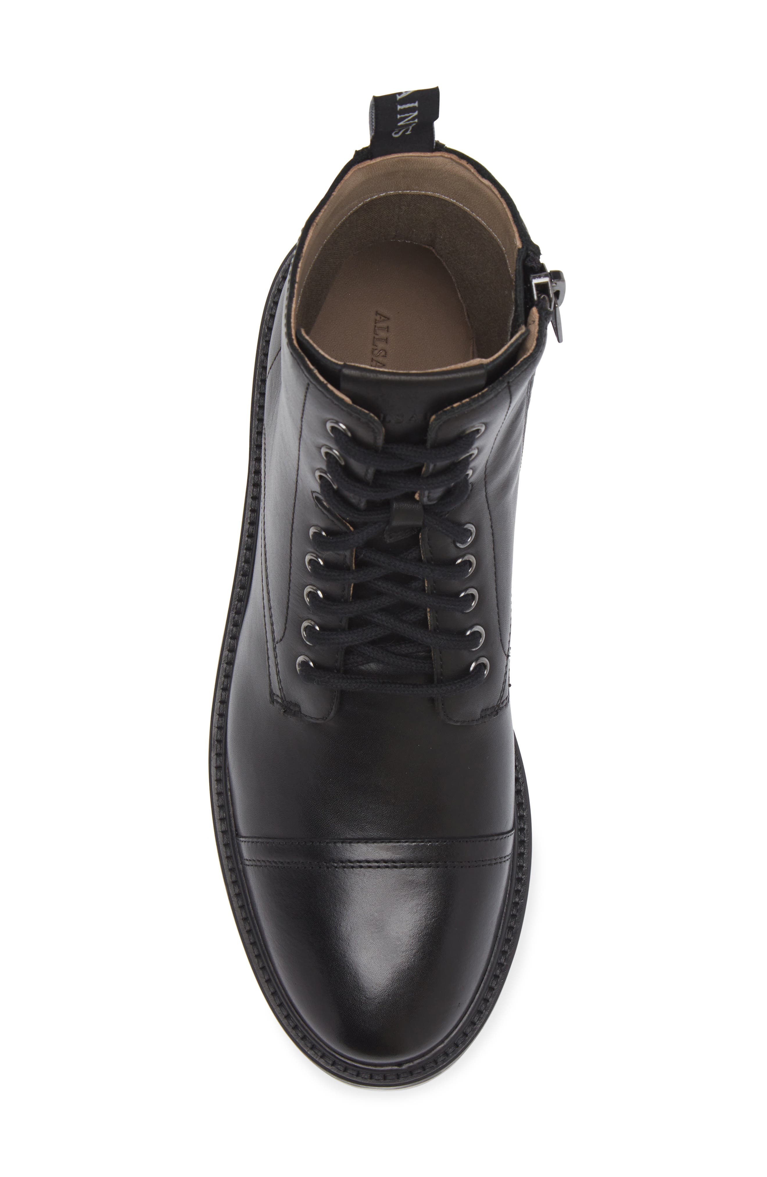 AllSaints Piero Cap Toe Combat Boot, Alternate, color, Black