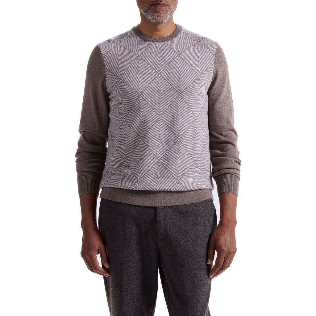 Bugatchi Diamond Merino Wool Sweater In Brown