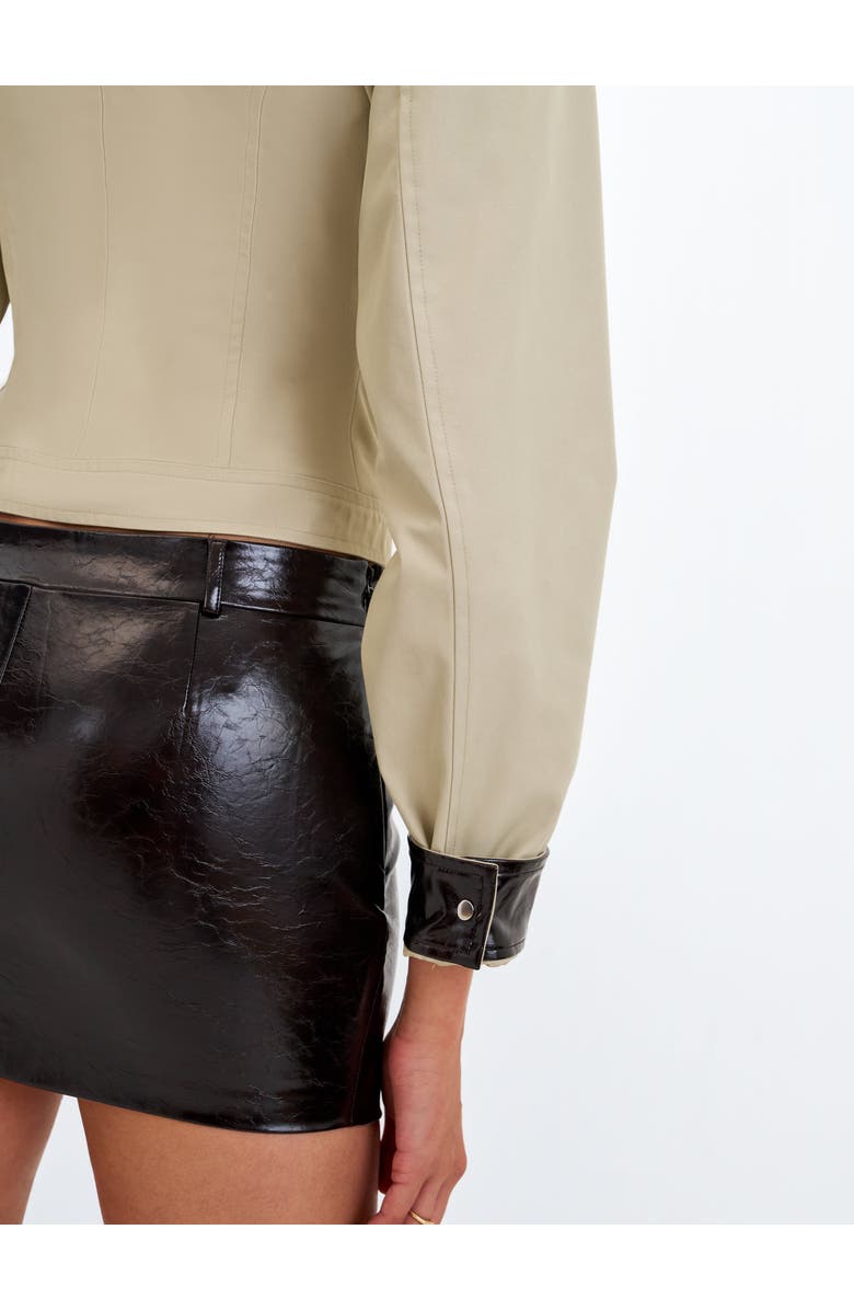 Miss Circle Vivian Faux Leather Low-Rise Mini Skirt, Alternate, color, Mocha