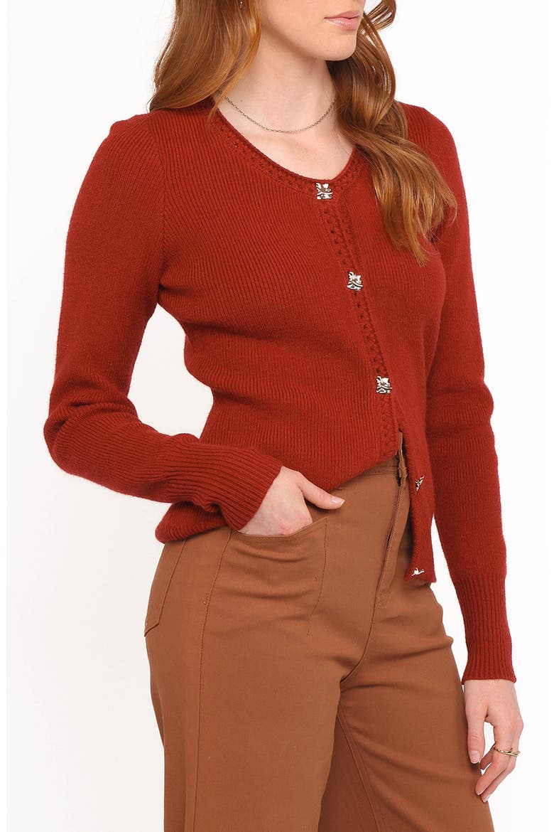 Quay Openwork Detail Cardigan, Alternate, color, RED