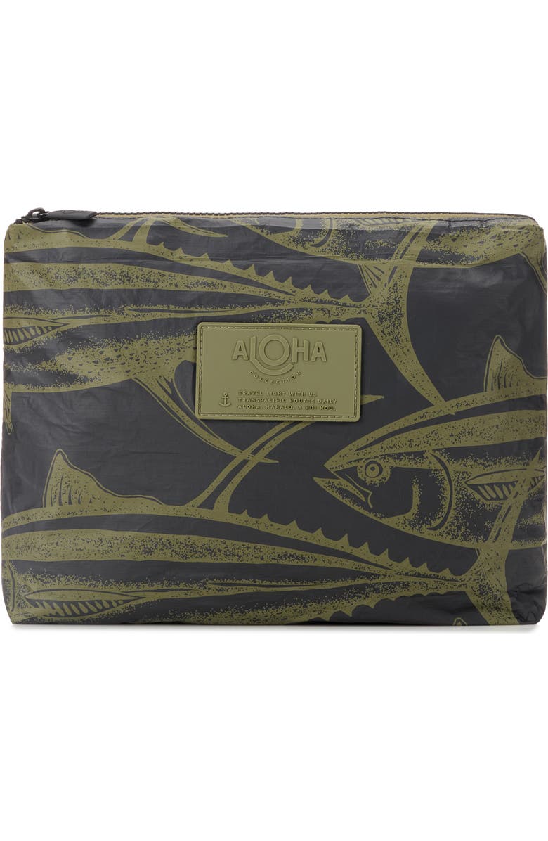 Aloha Collection Mid Ahi Water Resistant Tyvek<sup>®</sup> Zip Pouch, Main, color, Olive/ Black