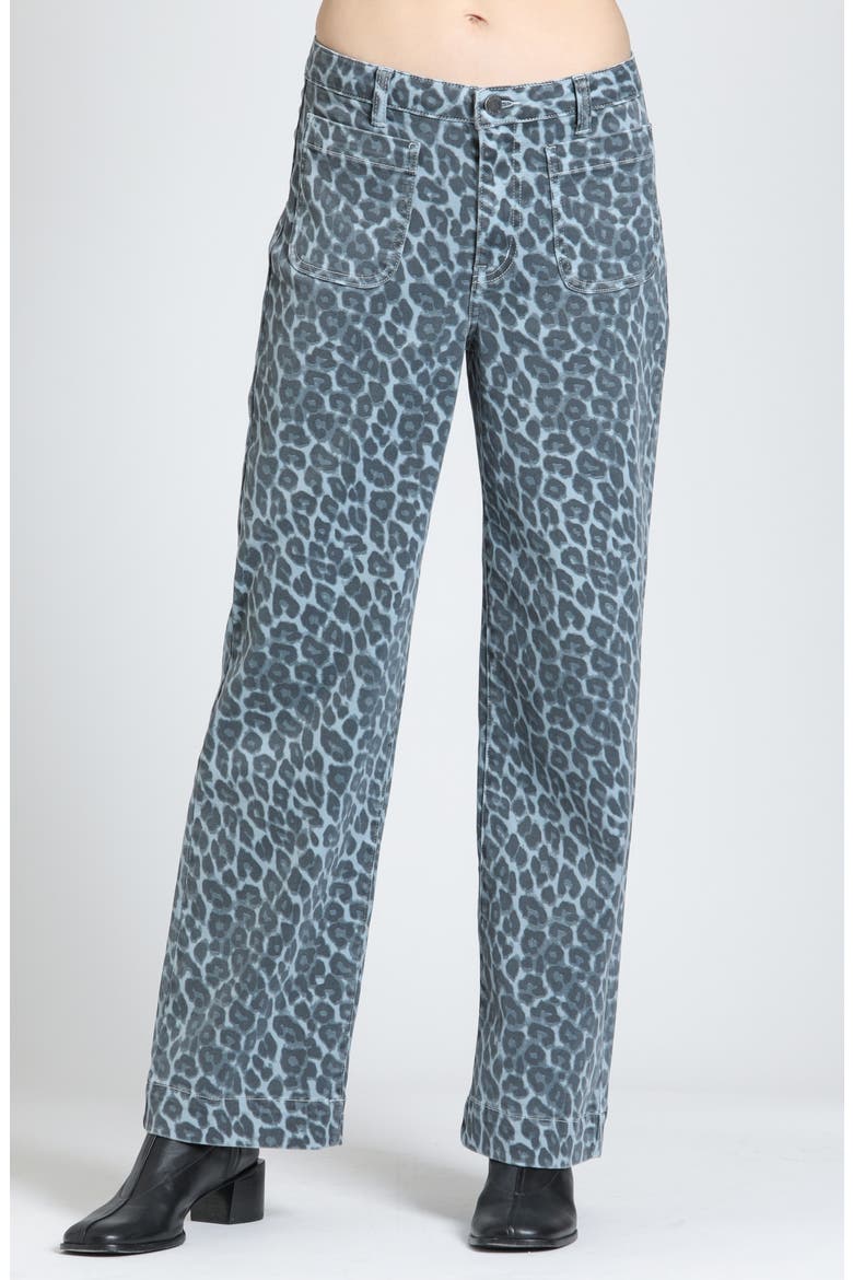 Leopard Print Wide Leg Jeans, Main, color, FADED BLUE