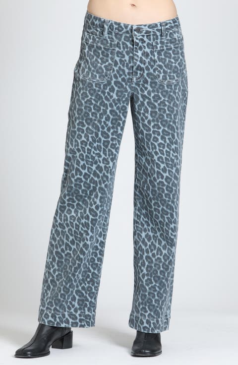 Leopard Print Wide Leg Jeans