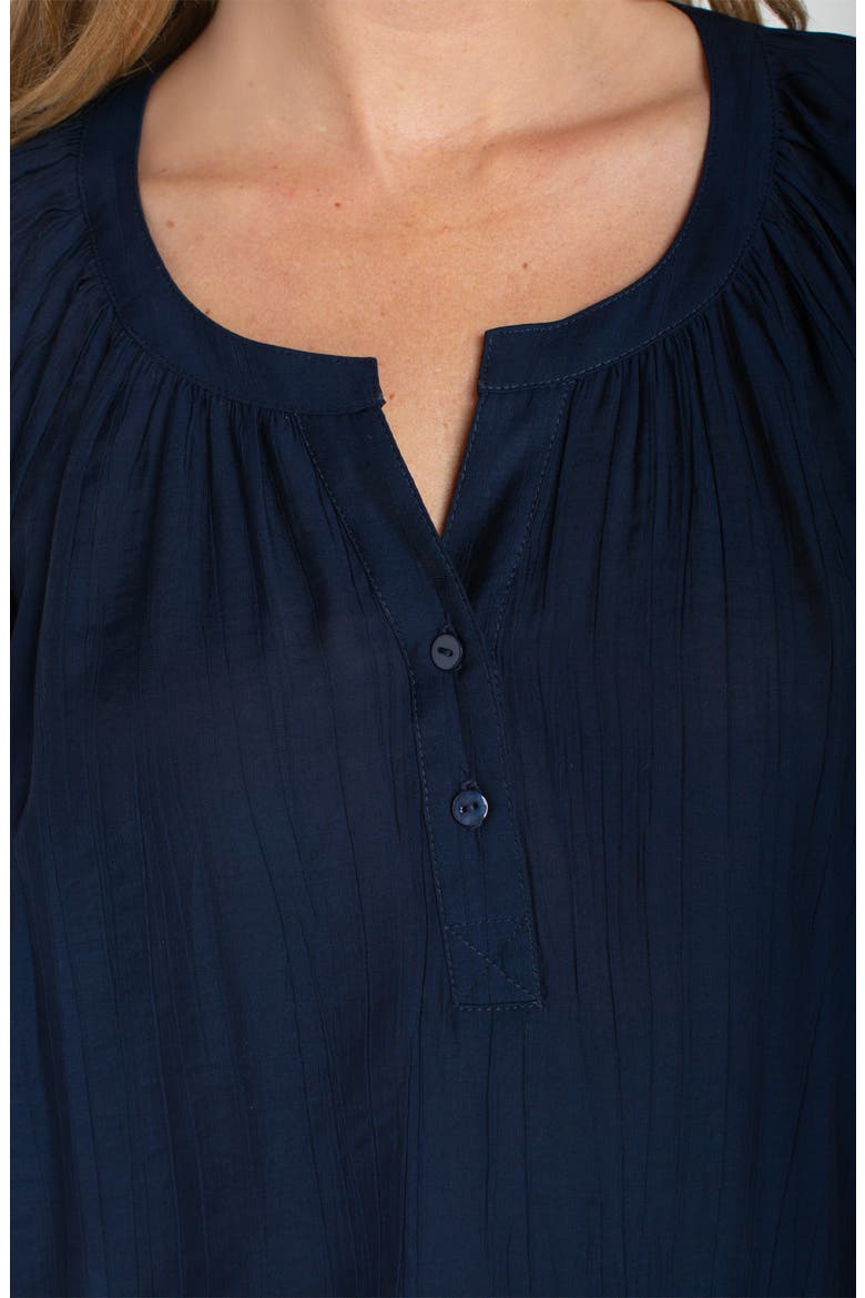 Crinkled Puff Sleeve Top, Alternate, color, NAVY