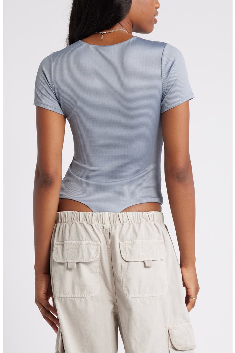 Butter Short Sleeve Rib Bodysuit, Alternate, color, GREY WEATHERVANE