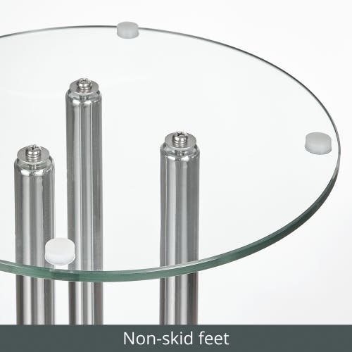 Idesign 16" Milan Glass Steel Drink Table In Silver
