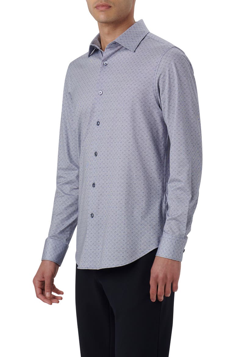 James OoohCotton® Geometric Floral Button-Up Shirt, Alternate, color, NAVY