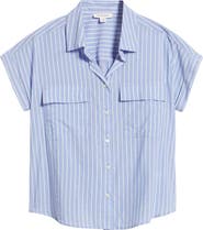 beachlunchlounge Brianna Stripe Cotton Blend Button-Up Shirt