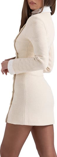 Leoni Houndstooth Long Sleeve Minidress