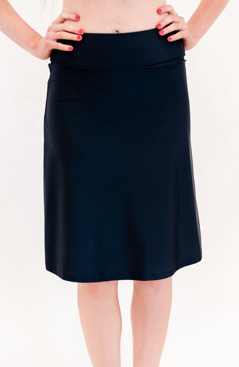 Knee Length Swim Skort With Bike Shorts