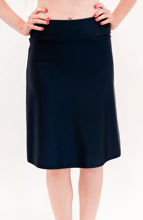 Calypsa Knee Length Swim Skort With Bike Shorts In Black