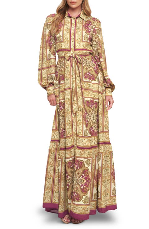 Print Long Sleeve Maxi Dress