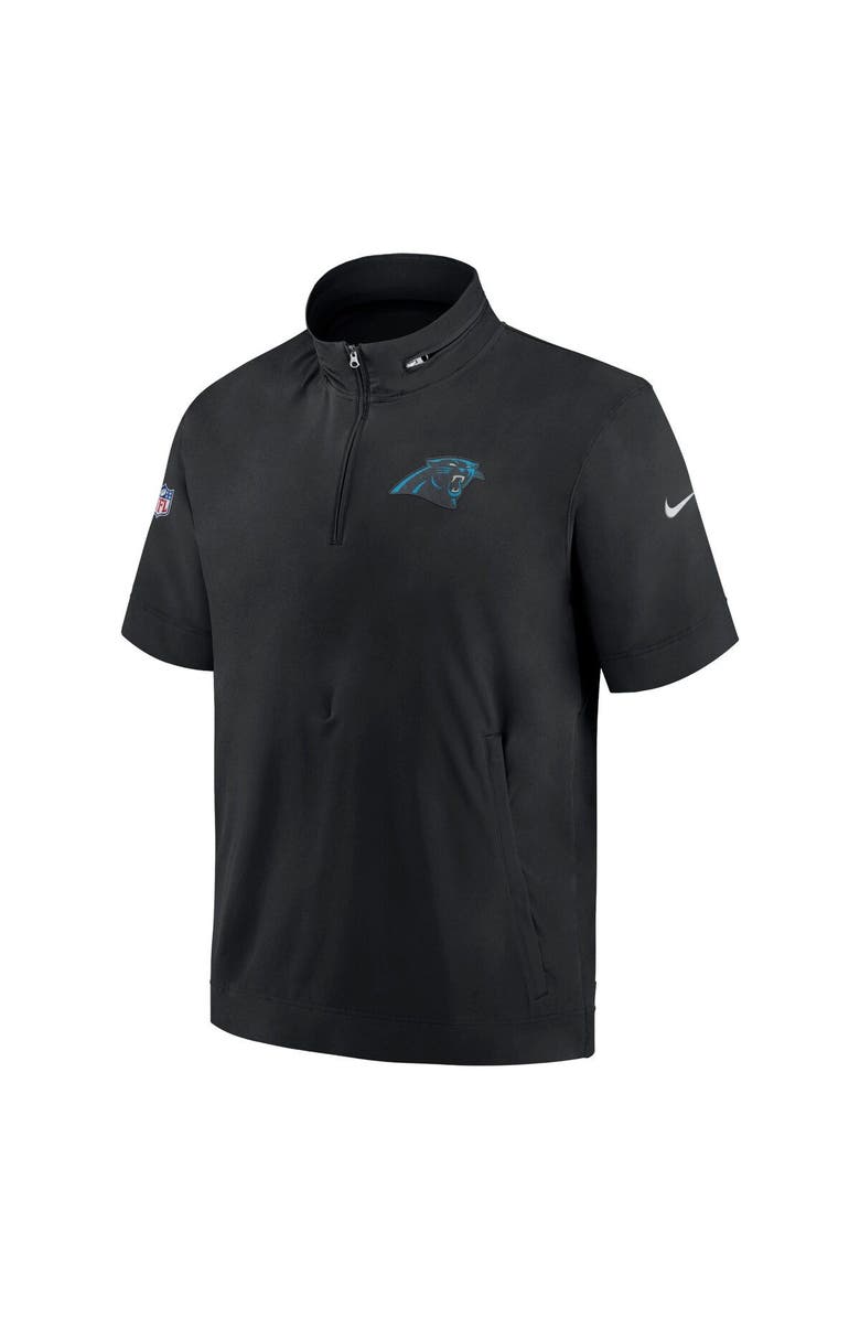 Nike Men's Nike  Black Carolina Panthers Sideline Coach Short Sleeve Hoodie Quarter-Zip Jacket, Alternate, color, Black