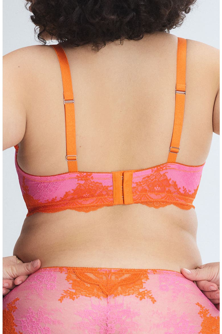 Lacestruck Unlined Balconette Bra, Alternate, color, ROSE DAY PINK/ SOL ORANGE