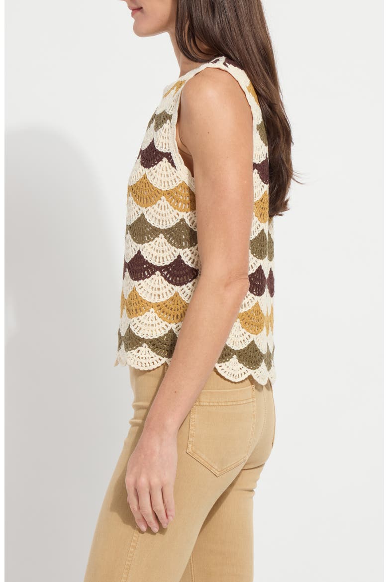 Faye Scallop Edge Cotton Blend Shell Top, Alternate, color, MULTI EARTH TONE