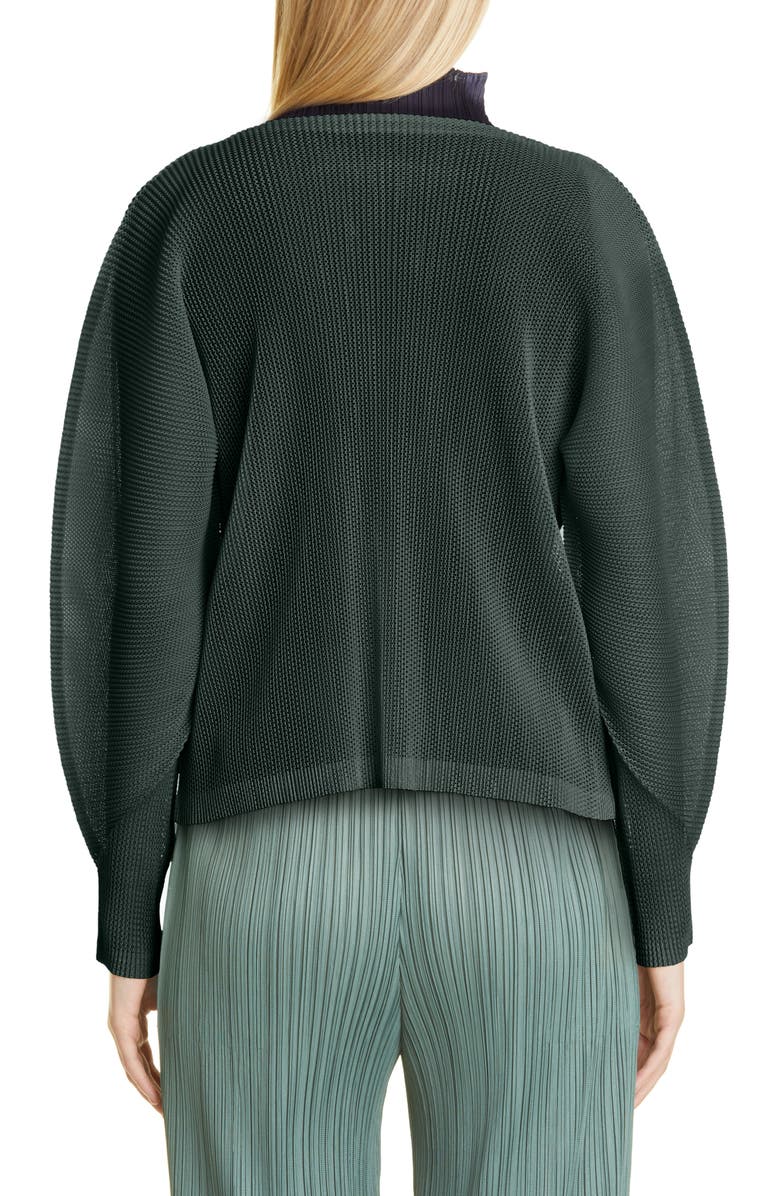 Pleats Please Issey Miyake Tatami Pleated Open Knit Cardigan, Alternate, color,