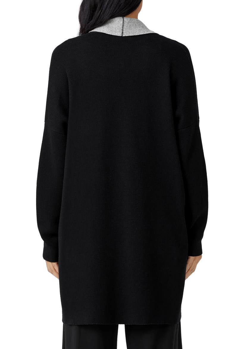 Organic Cotton Blend Long Cardigan, Alternate, color, BLACK