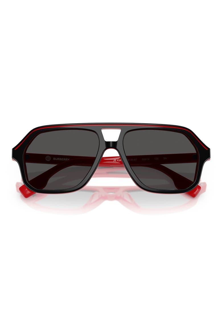 Kids' 50mm Irregular Sunglasses, Alternate, color, TOP BLACK ON RED / DARK GREY