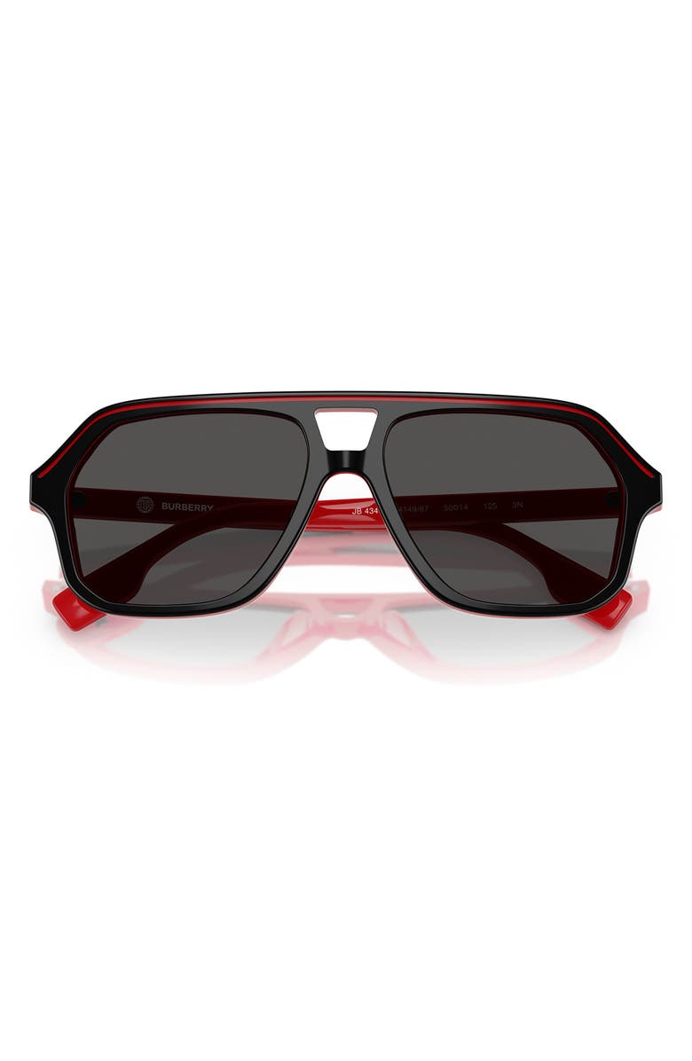Burberry Kids' 50mm Irregular Sunglasses, Alternate, color, Top Black On Red / Dark Grey