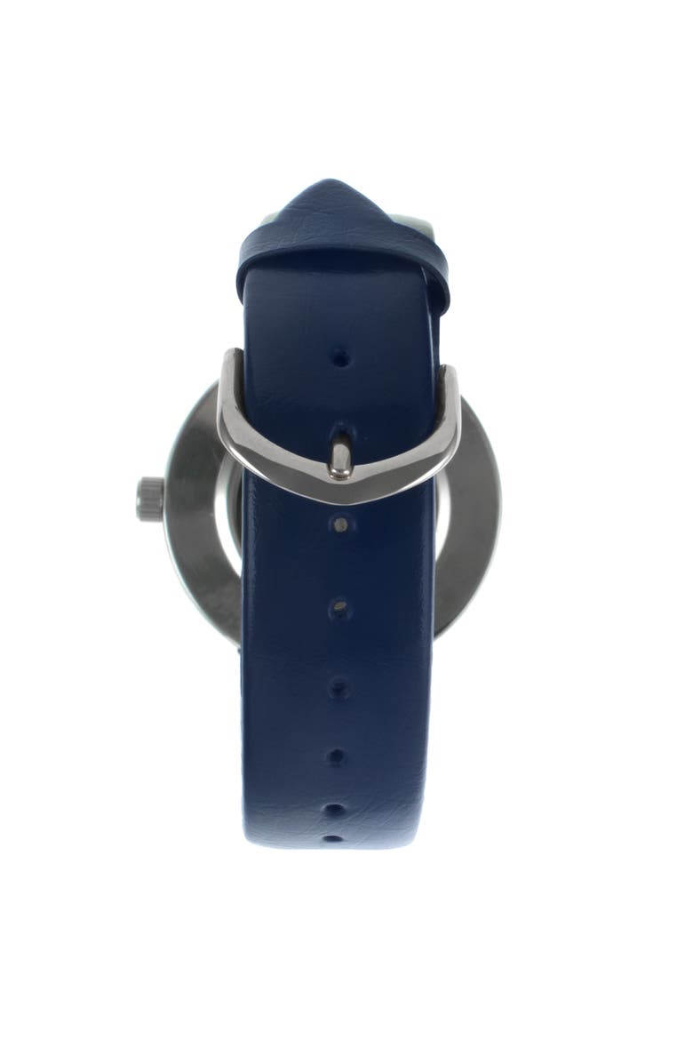Luxury Round Leather Floating CZ Dial Watch- 38MM, Alternate, color, Blue