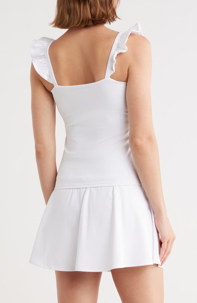 YOGALICIOUS Lux Rosa Ruffle Strap Active Tank, Alternate, color, White