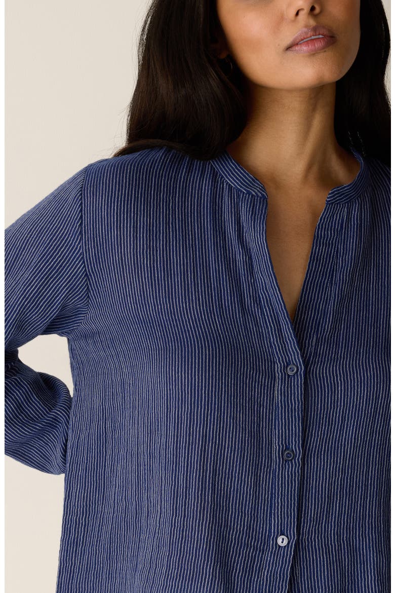 Stripe Organic Cotton Button-Up Shirt, Alternate, color, DEEP DIVE