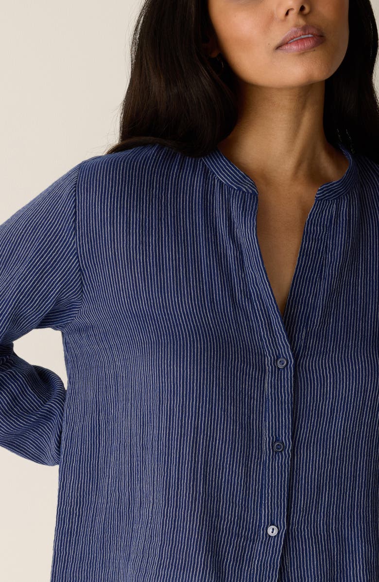 Eileen Fisher Stripe Organic Cotton Button-Up Shirt, Alternate, color,