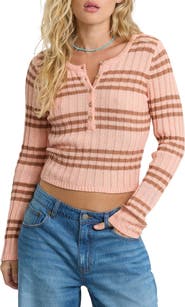 Billabong Ziggy Stripe Cotton Blend Knit Crop Top