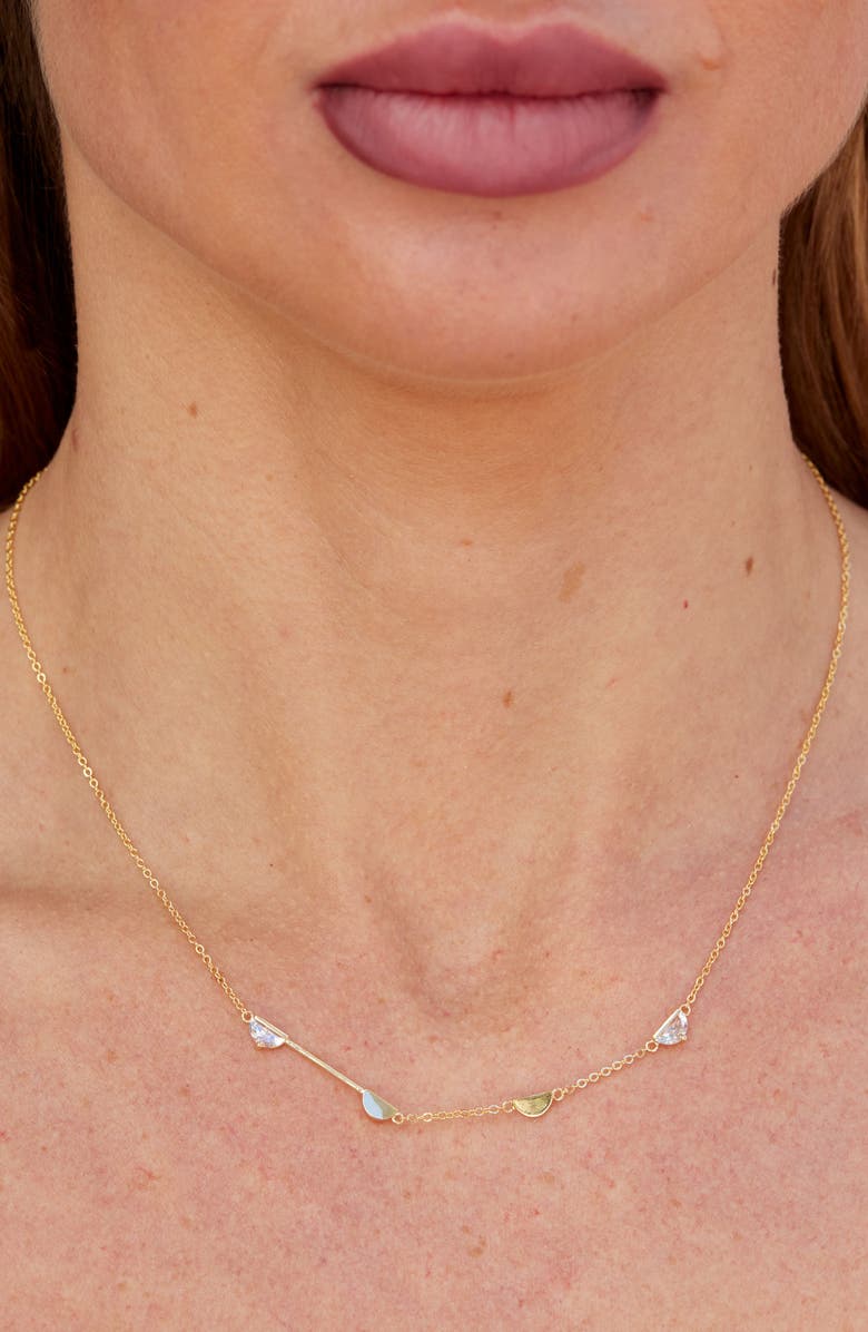 SAVVY CIE JEWELS Half Moon Station Chain Necklace, Alternate, color, Yellow Gold