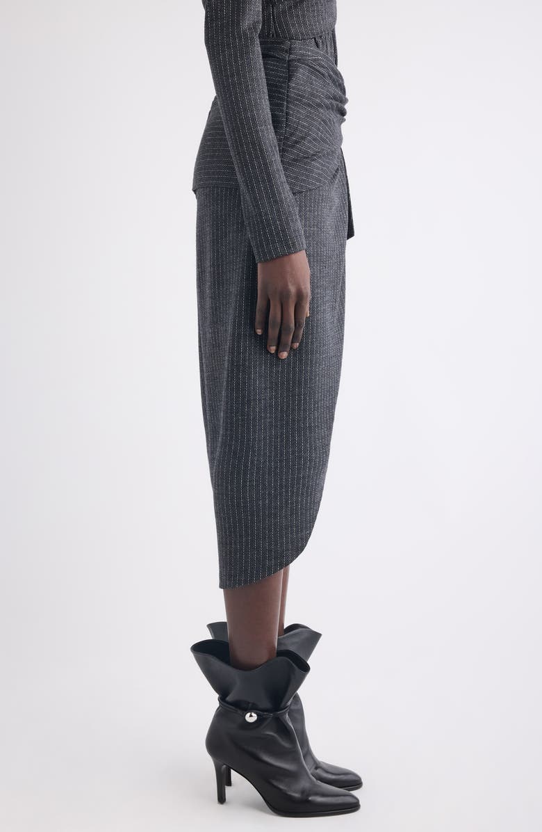 Isabel Marant Reilly Pinstripe Wool Blend Faux Wrap Skirt, Alternate, color, Anthracite