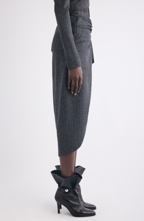 Isabel Marant Reilly Pinstripe Wool Blend Faux Wrap Skirt In Gray