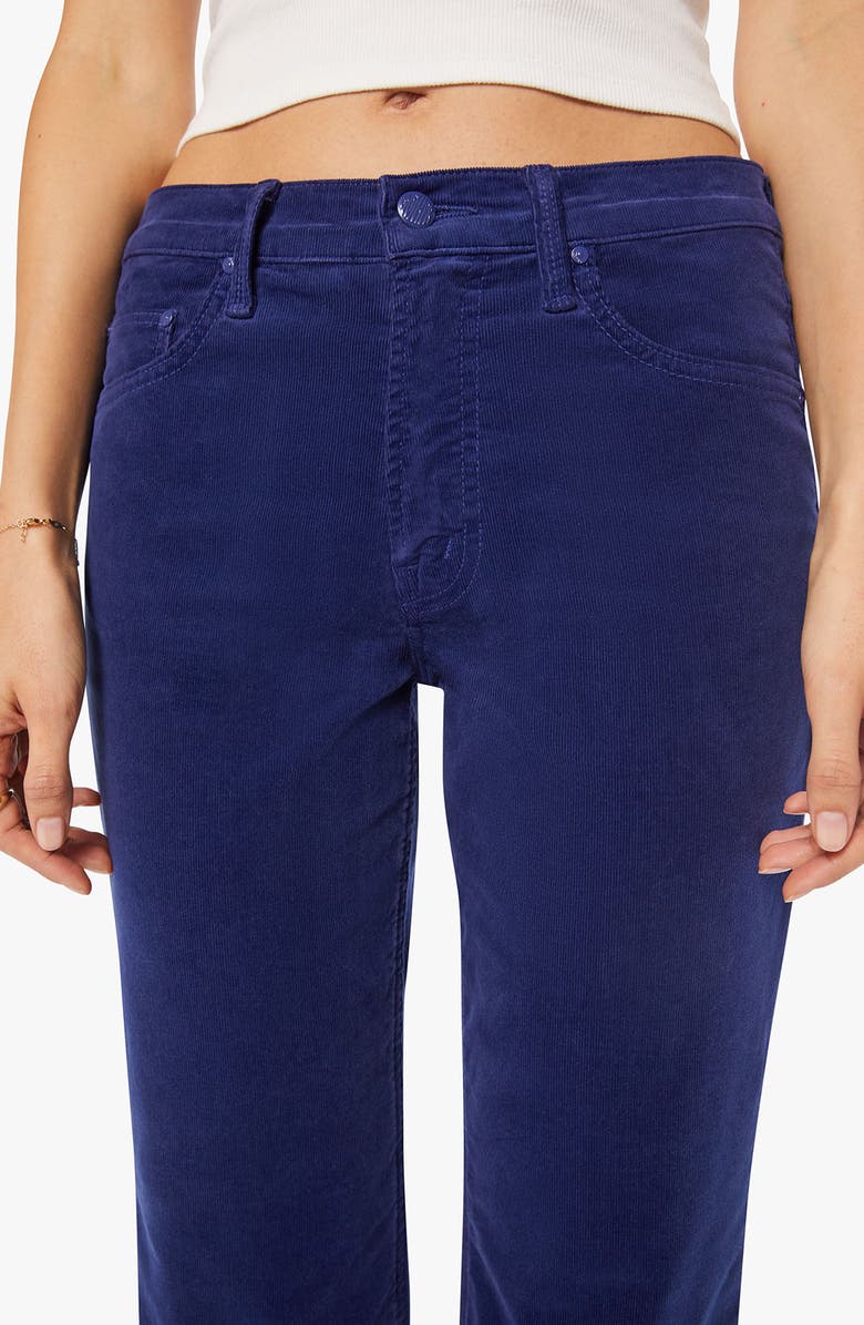 MOTHER The Bookie Flood Bootcut Corduroy Jeans, Alternate, color, Hopscotch- Twilight Blue