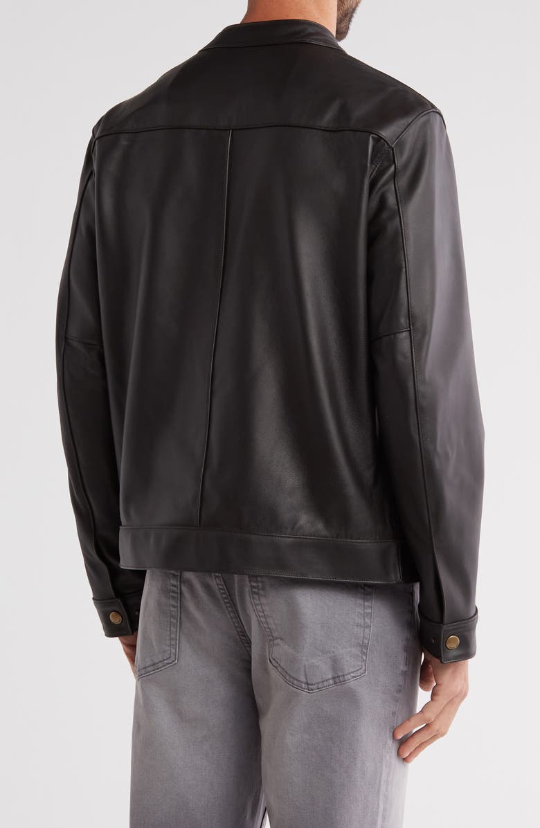 Frye Cafe Leather Racer Jacket, Alternate, color, Dark Brown