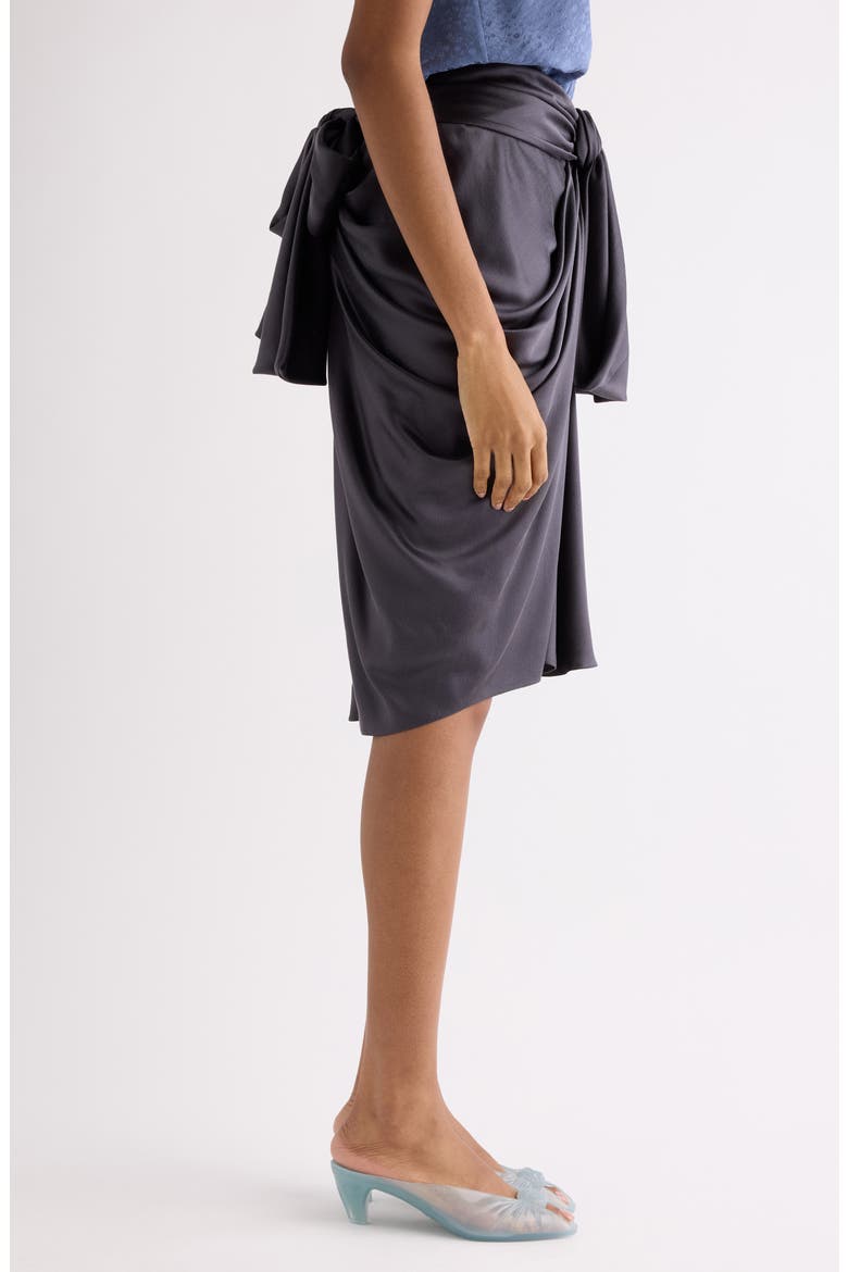 Gathered Organic Silk Satin Skirt, Alternate, color, ALMOST BLACK