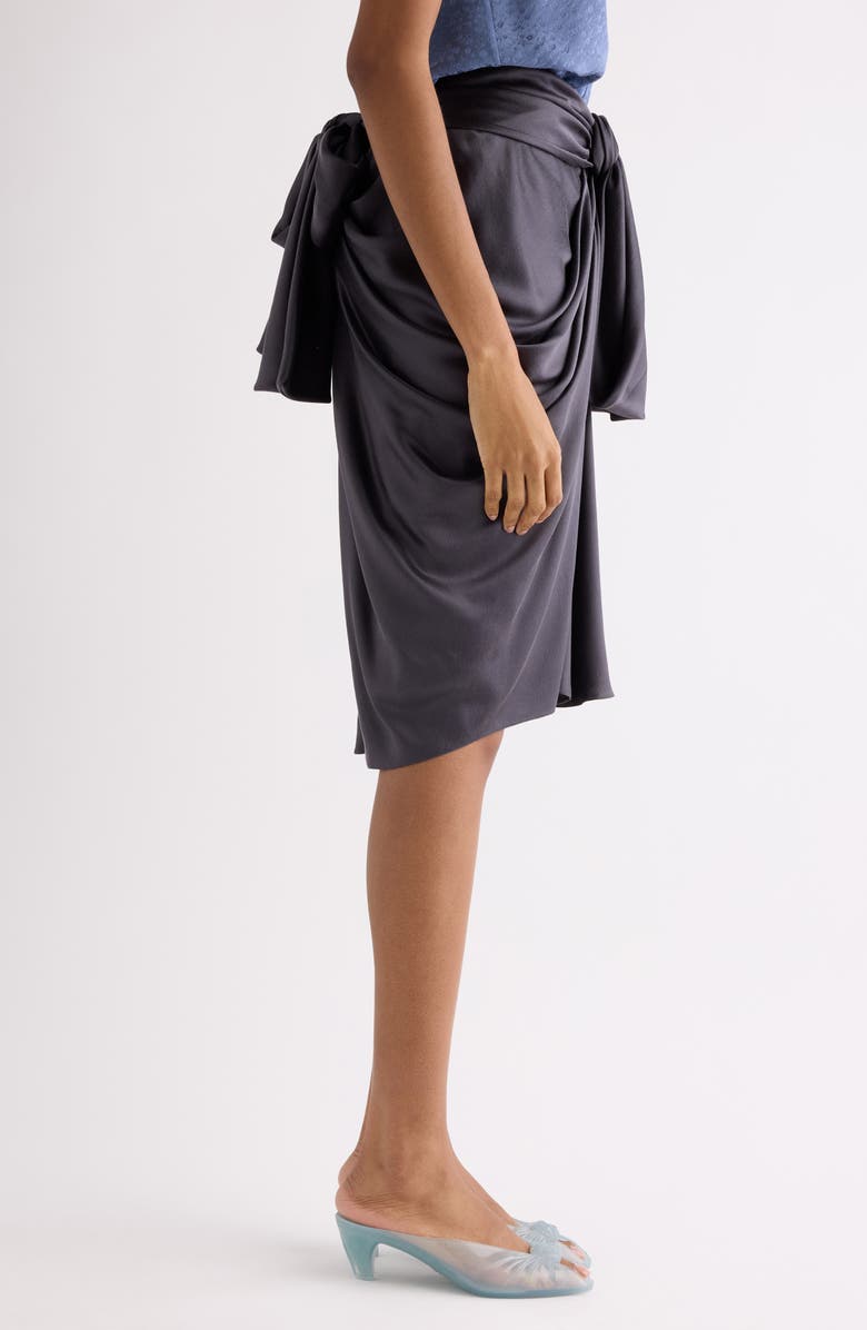 Chloé Gathered Organic Silk Satin Skirt, Alternate, color, Almost Black
