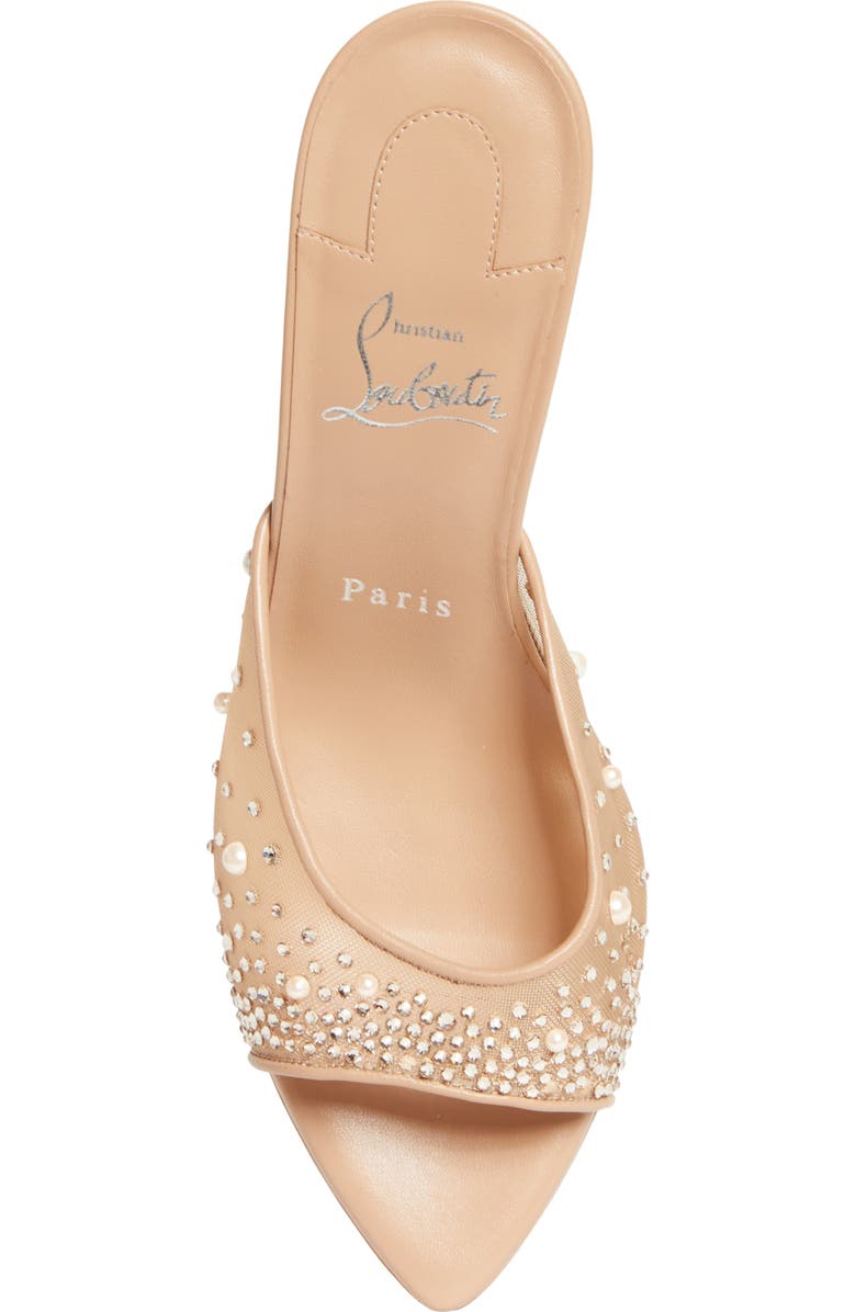 Christian Louboutin Miss Z Crystal Embellished Mesh Pointed Toe Sandal, Alternate, color,