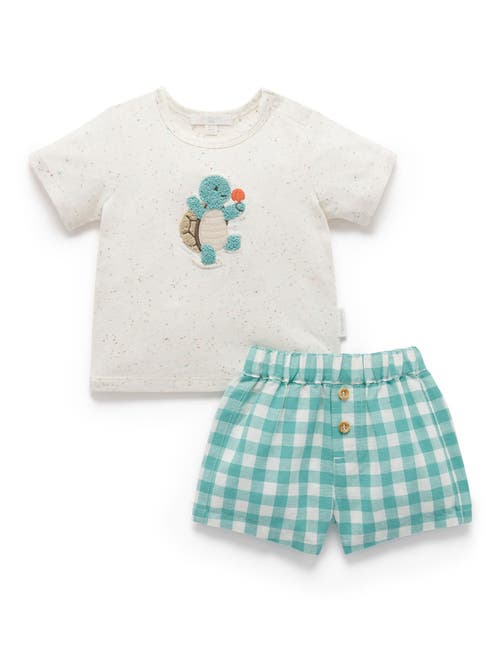 Purebaby Tee & Gingham Short Set In White