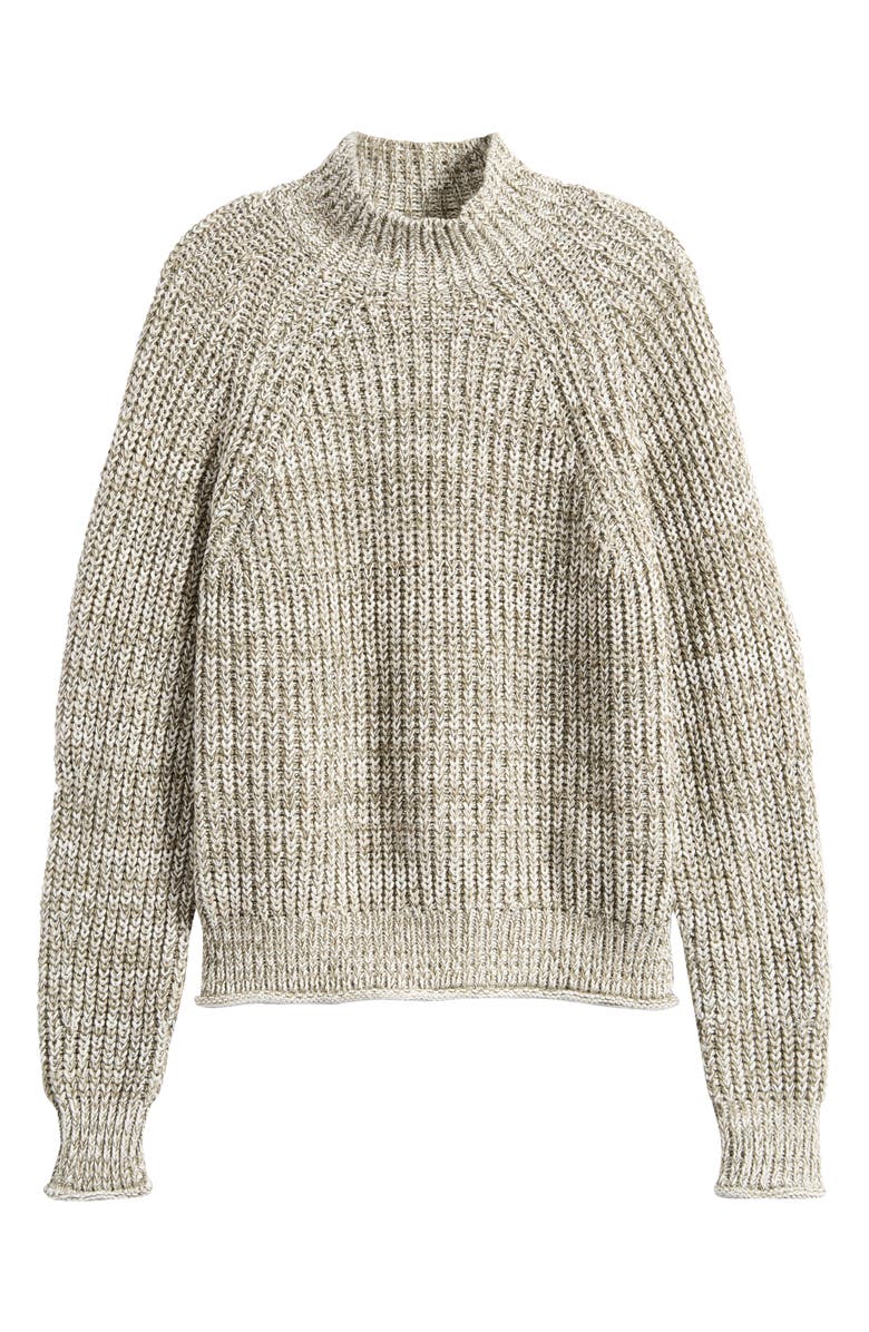 Madewell Marled Cotton Mock Neck Sweater, Main, color, Marled Ivy Combo