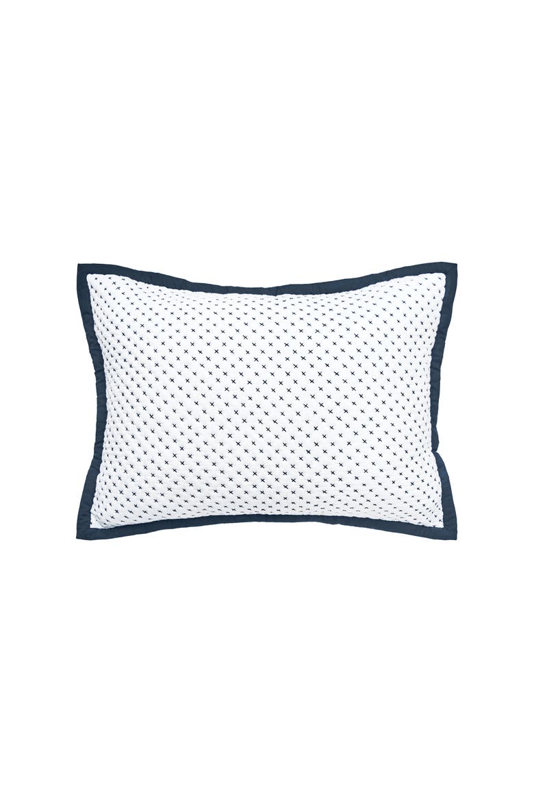 Hanima Navy Cotton Standard Sham 20" x 26", Main, color, Blue