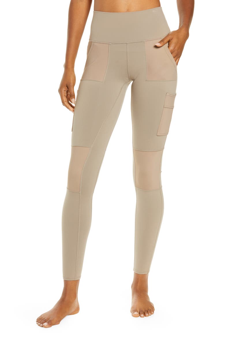 High Waist Cargo Leggings, Main, color, GRAVEL