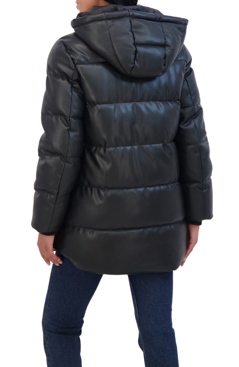 Sebby Faux Leather Hooded Puffer Jacket, Alternate, color, 