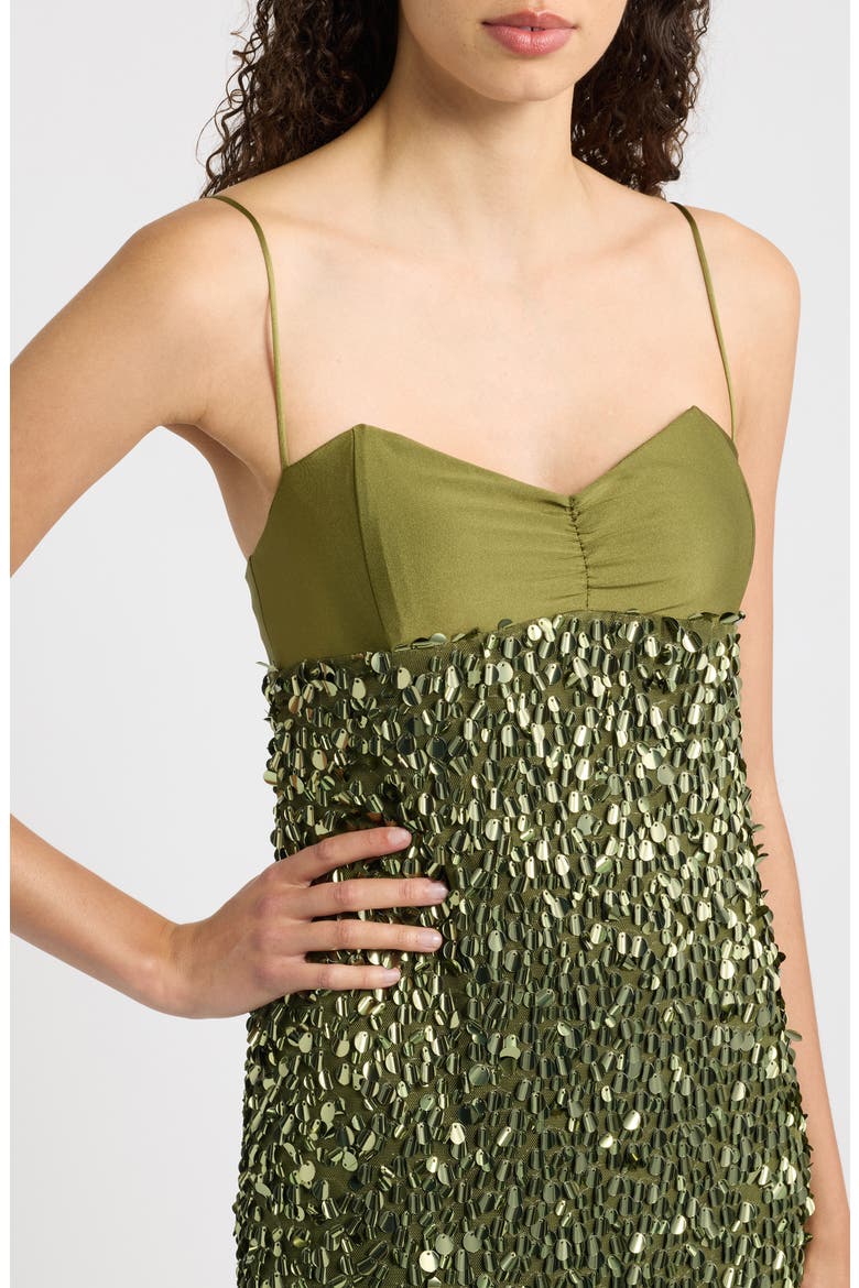 Berri Paillette Column Gown, Alternate, color, MOSS