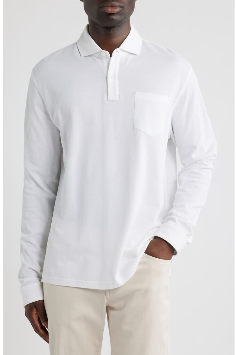 Everyday Piqué Long Sleeve Pocket Polo, Main, color, WHITE