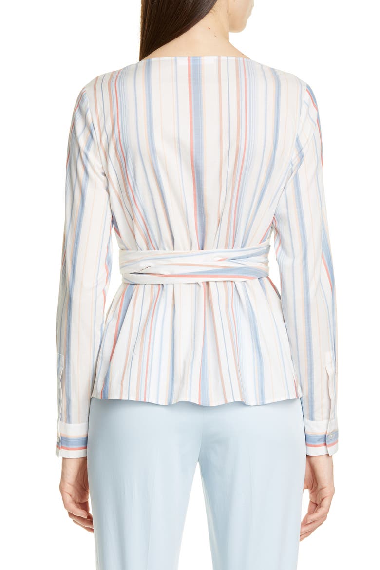 Stripe Cotton Wrap Blouse, Alternate, color, TATE STRIPE