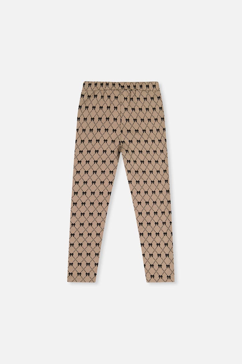 Bow Tie Jacquard Elastic Waist Treggings, Alternate, color, Beige Printed Bow Ties