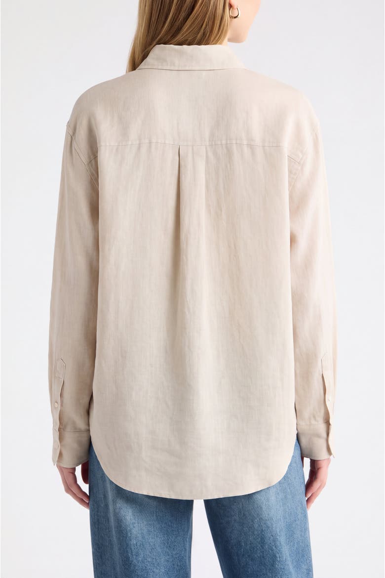 Relaxed Fit Long Sleeve Linen Blend Shirt, Alternate, color, Beige