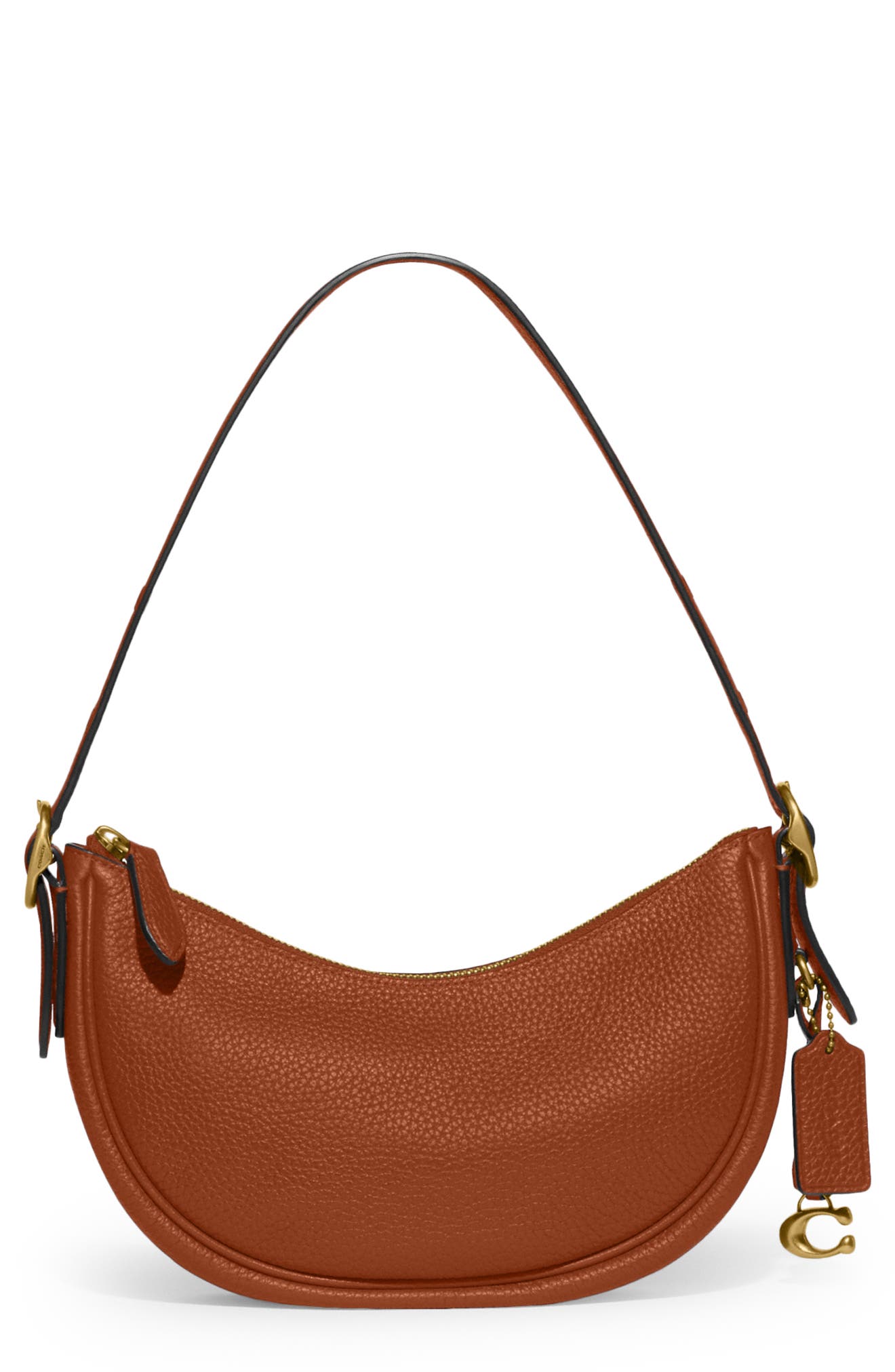 Luna Soft Pebble Leather Shoulder Bag, Main, color, B4/ BURNISHED AMBER