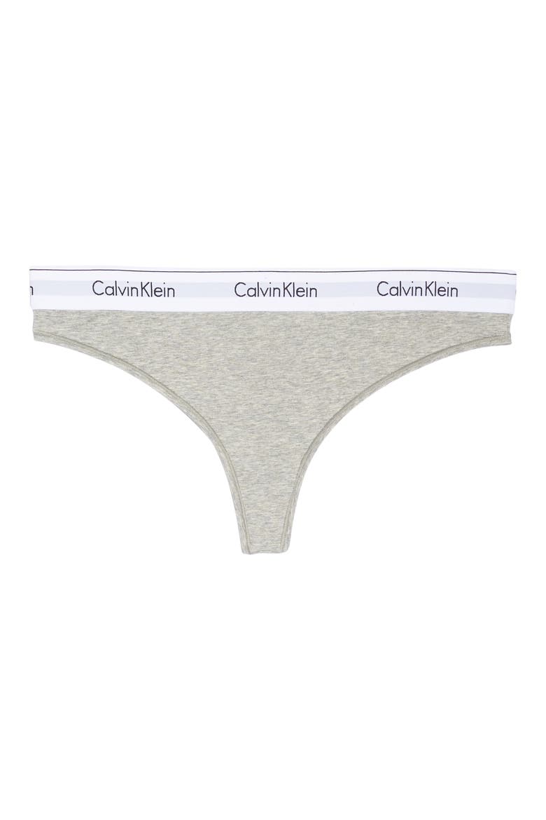 Modern Cotton-Blend Thong, Alternate, color, GREY HEATHER